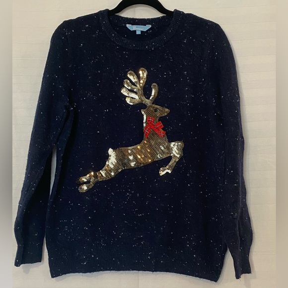 Penmans Sweaters - Penman's womens large sparkly reindeer flocked festive holiday Christmas sweater